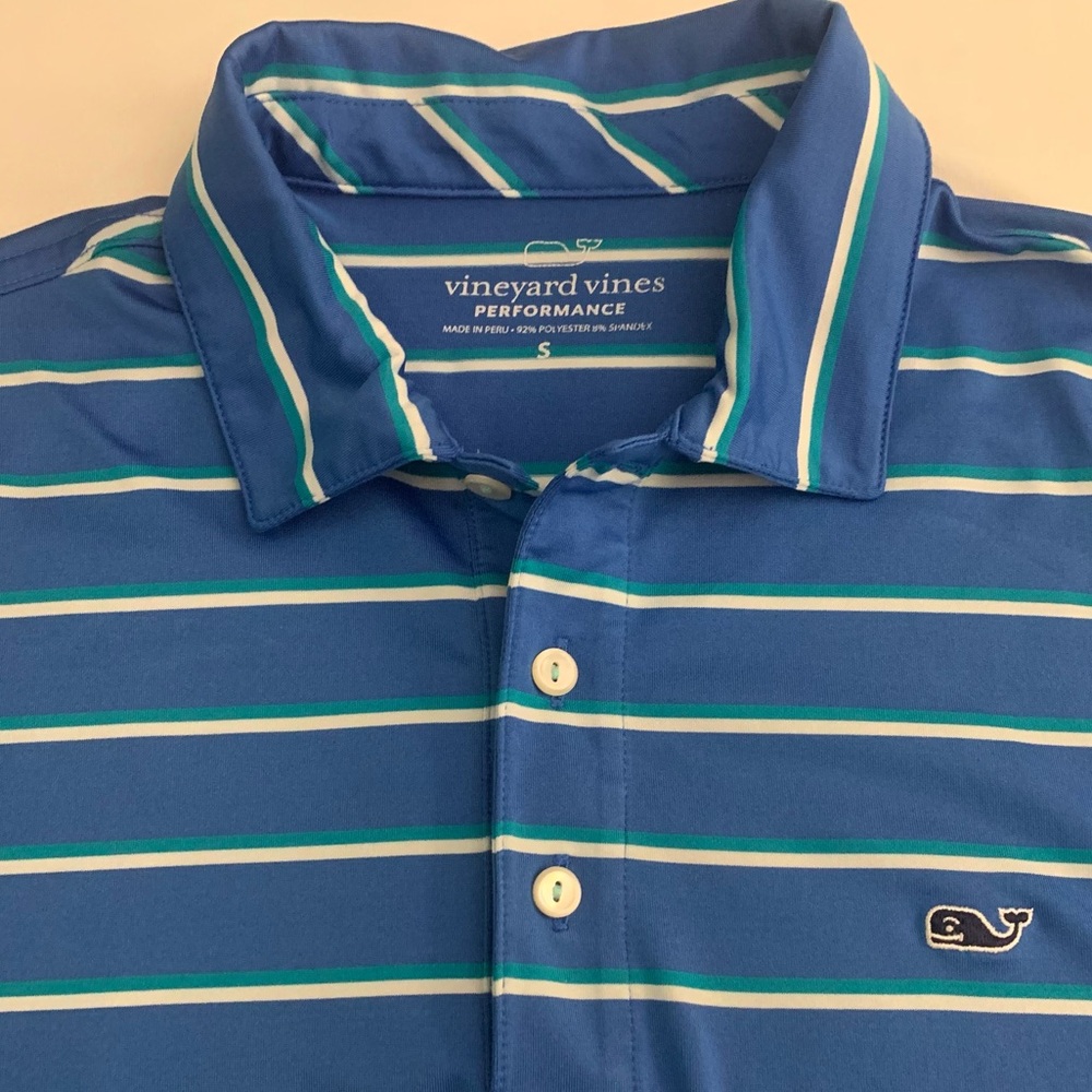 Vineyard Vines Blue Striped Performance Polo